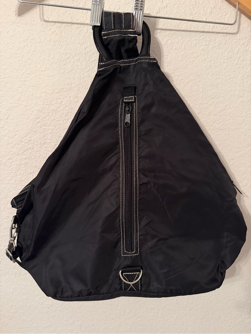 Black Triangle Sling Backpack with zip